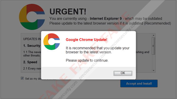 Fake "Google Chrome Update!" - Virus Solution and Removal